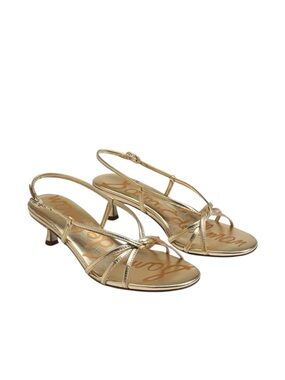 Sam Edelman Metallic Gold Slingback Kitten Heel Sandals